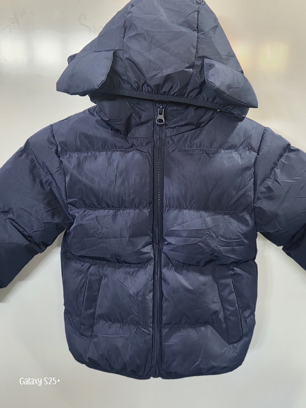 2T Toddler Navy Puffer Jacket Bear Ear Hood Sherpa Lined Winter Coat